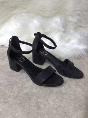 Günlük Kadın Ayakkabı Bilekten Bağlamalı Tek Bantlı Sandalet Kalın Topuklu Abiye Önü Açık 149