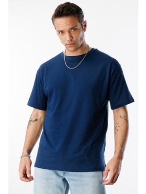 Erkek Oversize Fit  Organik Pamuk Bisiklet Yaka Tişört Oversıze-Erkek-T-Shırt