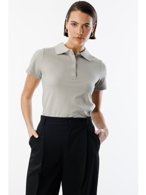 Kadın basic polo yaka tişört kadın-poloyaka