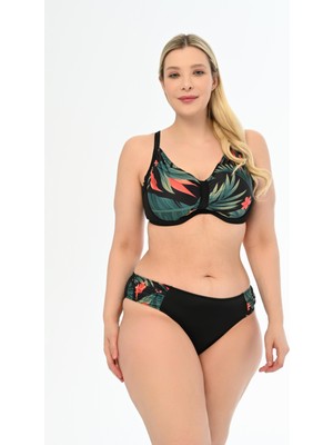 Aquaviva Kadın Büyük Beden Siyah Karışık Desen Apollonia Yeni Toparlayıcı Bikini Takımı