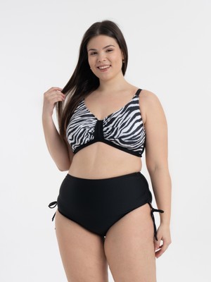 Aquaviva Kadın Büyük Beden Siyah Zebra Desen Katrina Toparlayıcı Yüksek Bel Bikini Takımı