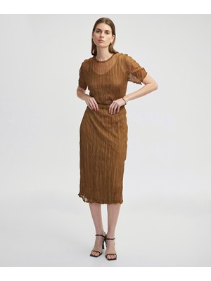 Kırışık Görünümlü Midi Etek IS1250004106053