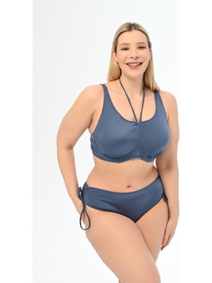 Aquaviva Kadın Indigo Büyük Beden Azura Toparlayıcı Sürgülü Bikini Takımı