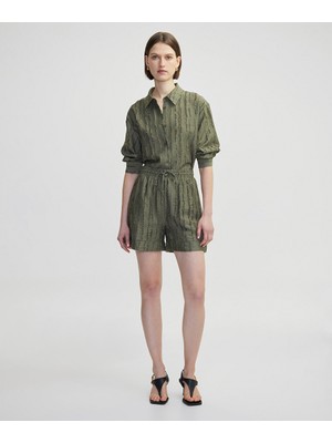 Dokulu Belden Bağlamalı Şort IS1250013053022