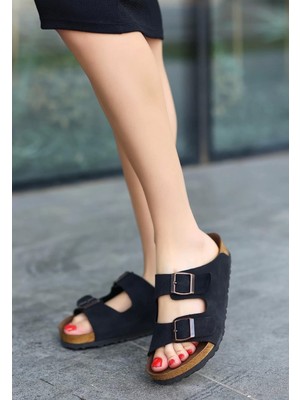 Tolzan Rıno Siyah  Nubuk Terlik