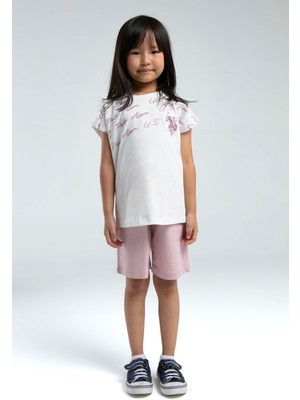 U.S. Polo Assn. Kız Çocuk Toz Pembe Şortlu Alt Üst Takım 50312190-VR013