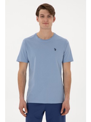 U.S. Polo Assn. Erkek Regular Fit Bisiklet Yaka Mavi Basic Tişört 50298035-VR036