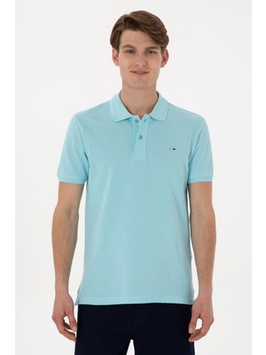 U.S. Polo Assn. Erkek Slim Fit Polo Yaka Aqua Basic Tişört 50297983-VR007