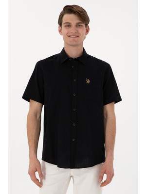 U.s. Polo Assn. Erkek Siyah Gömlek Kısa Kollu 50297896-VR046