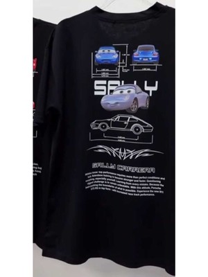 Tarz Sokak Mcqueen Baskılı Siyah Oversize