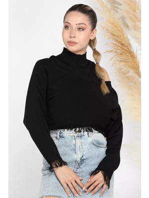 Fitilli Bluz Crop Kazak Kombinli Tirko Ikili Takım