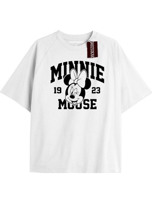 Tarzsokak Unique Kadın Beyaz Sırt Baskılı Mickey Mouse T-Shirtkod 12