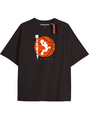Tarzsokak Unique Kadın Siyah Sırt Baskılı Mickey Mouse T-Shirtkod 57