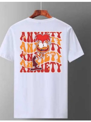 Tarz Sokak Beyaz Ters Yüz Karakterleri Ön Arka Baskılı Oversize