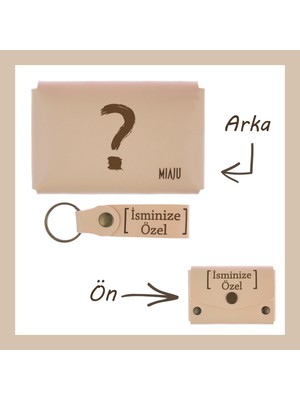 Miaju Açık Yeşil, Soru Işareti Desenli, Isme Özel, Cüzdan Ve Anahtarlık Set, Arkadaşa Zarif Aksesuar