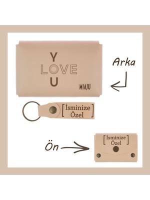 Miaju Pembe Renk, I Love You Sevenler Için, Isme Özel Cüzdan Ve Anahtarlık Set, Efsane Hatıra Set