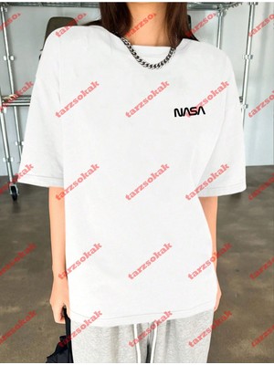 Tarz Sokak  Nasaa Baskılı Tshirt Beyaz