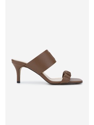 Valmenti Kadın  Deri Taba Topuklu Terlik 1130 0001 Bn Trlk Y25 Taba