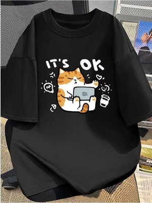 Tarzsokak It's Ok Cute Cute Cate Oversize Unisex