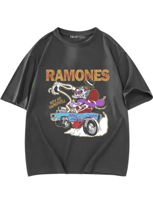 Tarzsokak Rock Serisi Ramones Baskılı Unisex Oversize