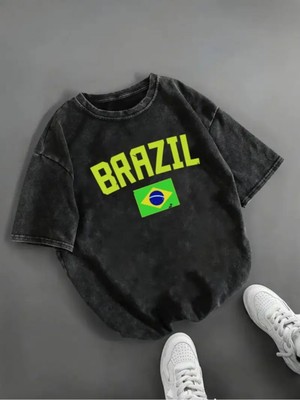 Tarzsokak Unisex Brazil Yıkamalı Oversize Vintage