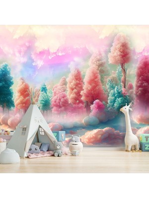 Duvar Kağıdı Rüya Ormanı Desenli Silinebilir Tekstil Duvar Kağıdı