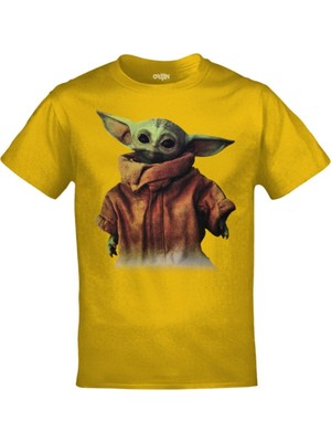 Tarzsokak Unisex Sarı Baby Yoda Star Wars The Mandalorian Baskılı