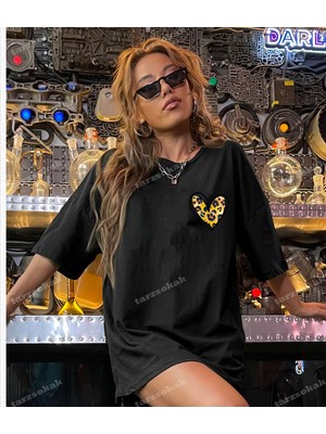 Tarzsokak Leopar Desenli Kalp Tatlı Ton