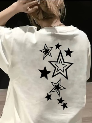 Tarz Sokak   Pinterest Yıldız (Star) Baskılı Oversize  Kısa Kollu