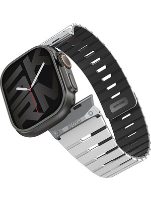 Skinarma Watch 7 45MM Gemini Serisi Tpu Magnetik Silikon Kordon Beyaz-Siyah