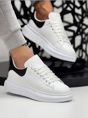 Unisex Beyaz Siyah Spor Ayakkabı Sneaker