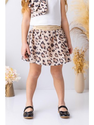 Kız Çocuk Leopar Desen Etek - Leopar Desenli