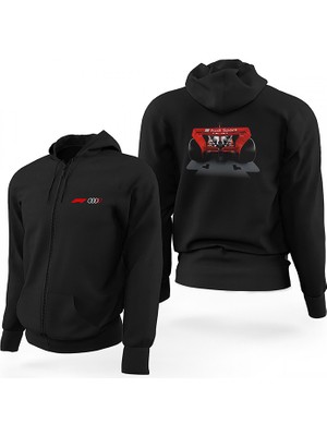 F1 Audi Sport Back Siyah Fermuarlı Limited Edition Kapşonlu Sweatshirt