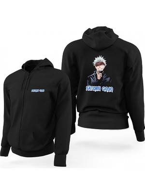 Jajutsu Kaisen Gojo Satoru Siyah Fermuarlı Limited Edition Kapşonlu Sweatshirt