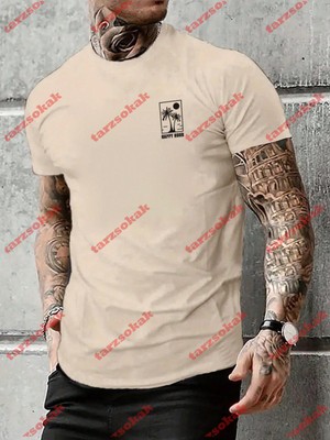 Tarzsokak Model 3402 Erkek Yazlık Yuvarlak Yaka Kısa Kollu Günlük Tişört, Yaz