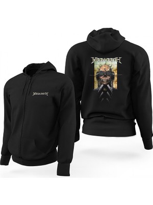 Megadeth Vic 3 Siyah Fermuarlı Limited Edition Kapşonlu Sweatshirt