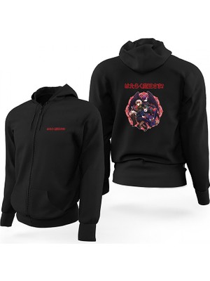Hataraku Maou Sama Siyah Fermuarlı Limited Edition Kapşonlu Sweatshirt