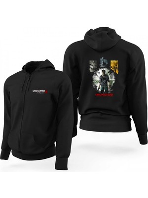 Uncharted 4 Character Siyah Fermuarlı Limited Edition Kapşonlu Sweatshirt