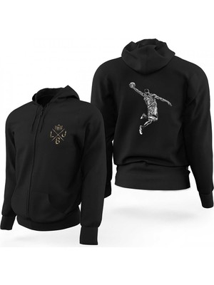 Lebron James Slum Dunk Siyah Fermuarlı Limited Edition Kapşonlu Sweatshirt