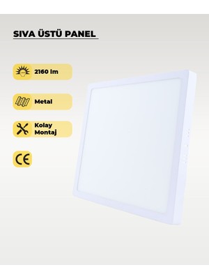 24W Sıva Üstü Kare LED Panel 3200K Sarı Işık
