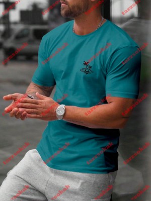 Tarzsokak Model 3530 Erkek Yazlık Yuvarlak Yaka Kısa Kollu Günlük Tişört, Yaz