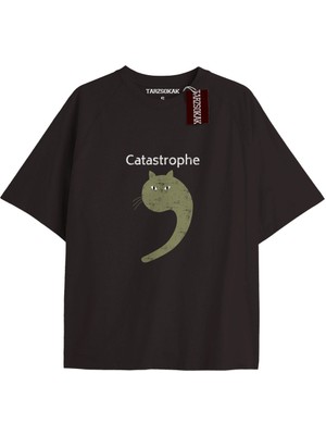 Tarz Sokak Catastrophe  Oversize Yazılı Tshirt Siyah