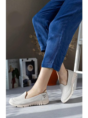 Tarçın Ayakkabı Bej Kadın Spor Babet Yürüyüş Ayakkabısı TRC123-0201