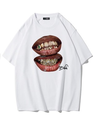 Brz Collection Be Real No Cap Grillz Tee T-Shirt Beyaz