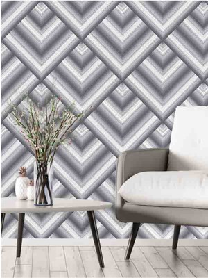 Geometrik Zigzag Desenli Silinebilir Tekstil Duvar Kağıdı