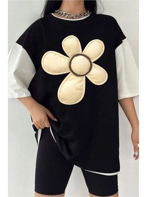 Tarz Sokak Çift Renk Papatya Baskılı  Tshirt