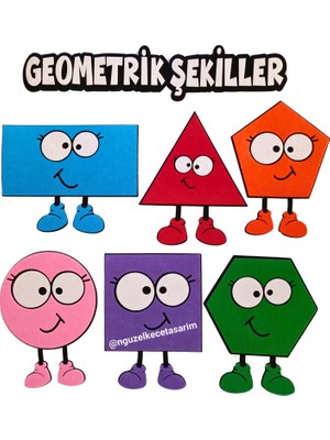 Keçe Geometrik Şekiller 6 Renk ve Ifadeli