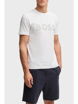 Boss Streç Pamuklu Regular Fit Büyük Logolu T Shirt Erkek T Shirt 50535170 100