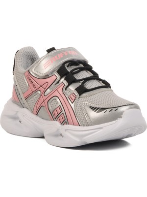 Gümüş-Pembe Cırtlı Hafif Çocuk Spor Ayakkabı 2351 P