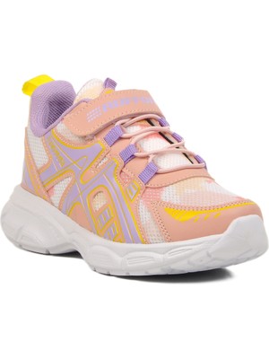 Pudra-Lila Cırtlı Hafif Çocuk Spor Ayakkabı 2351 F